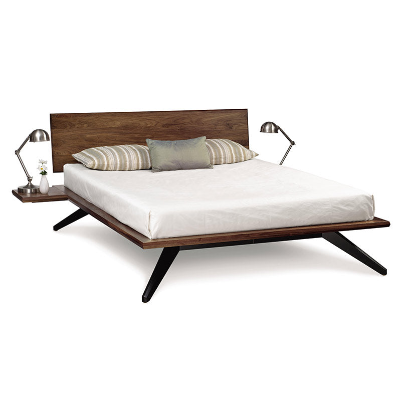 Astrid Platform bed in natural walnut wood. Handcrafted in Vermont by Copeland Furniture