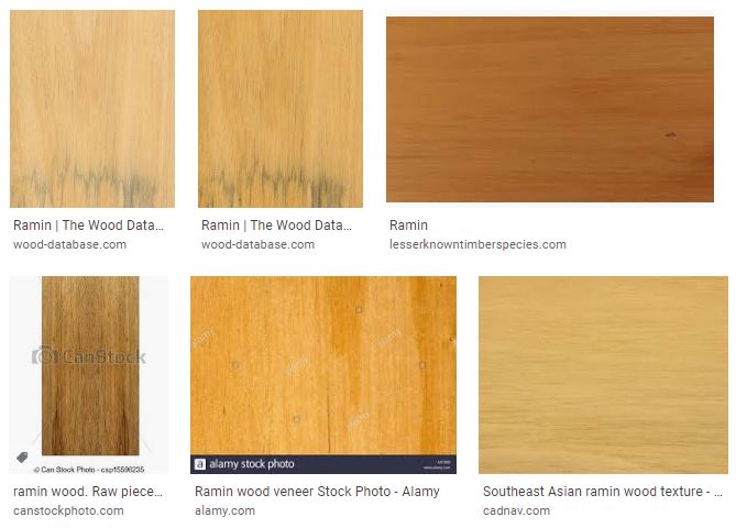 Google Images search results for Ramin wood showing color & grain pattern