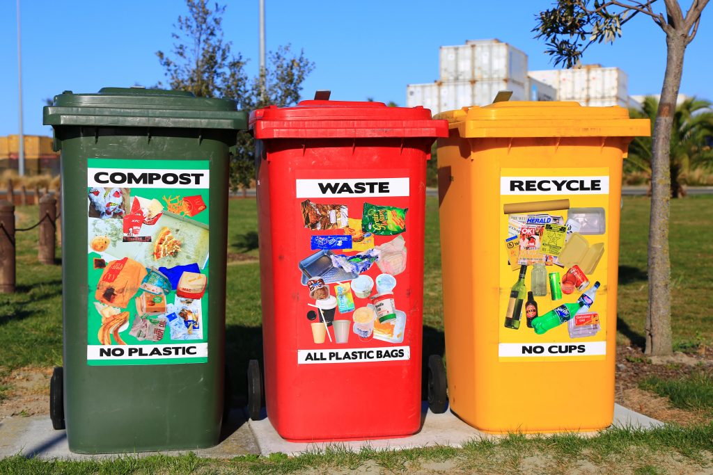 Segmented trash cans for compost and recycling