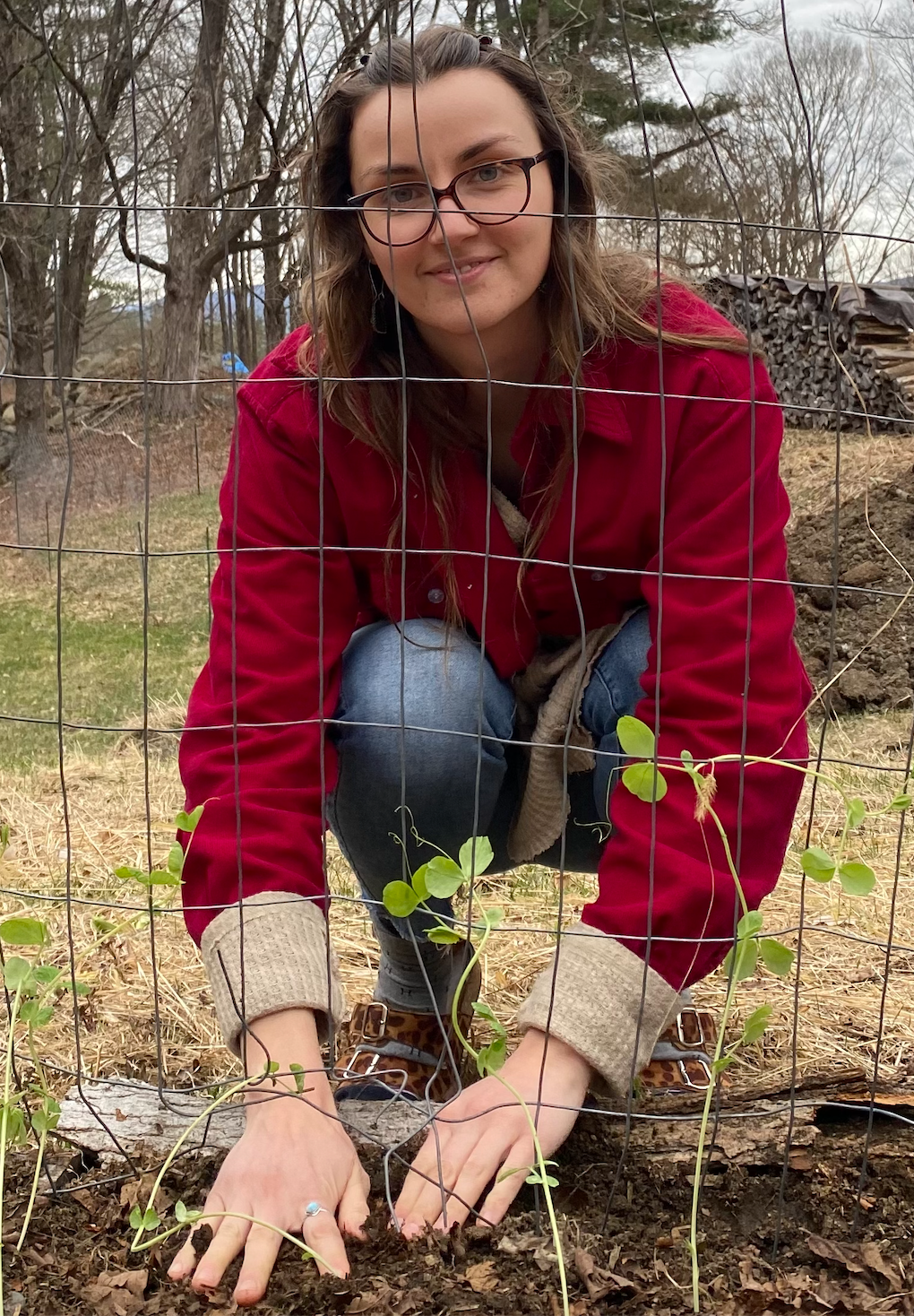 Katrina planting our edible landscape at Stonehurs