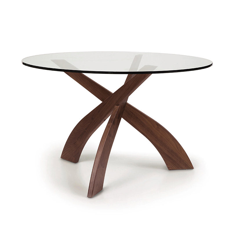 Entwine Walnut Glass Top Dining Table by Copeland Furniture