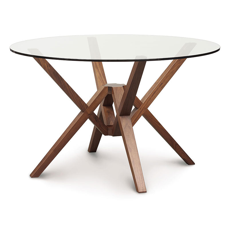 Exeter Walnut Glass Top Rounding Dining Table by Copeland Furniture