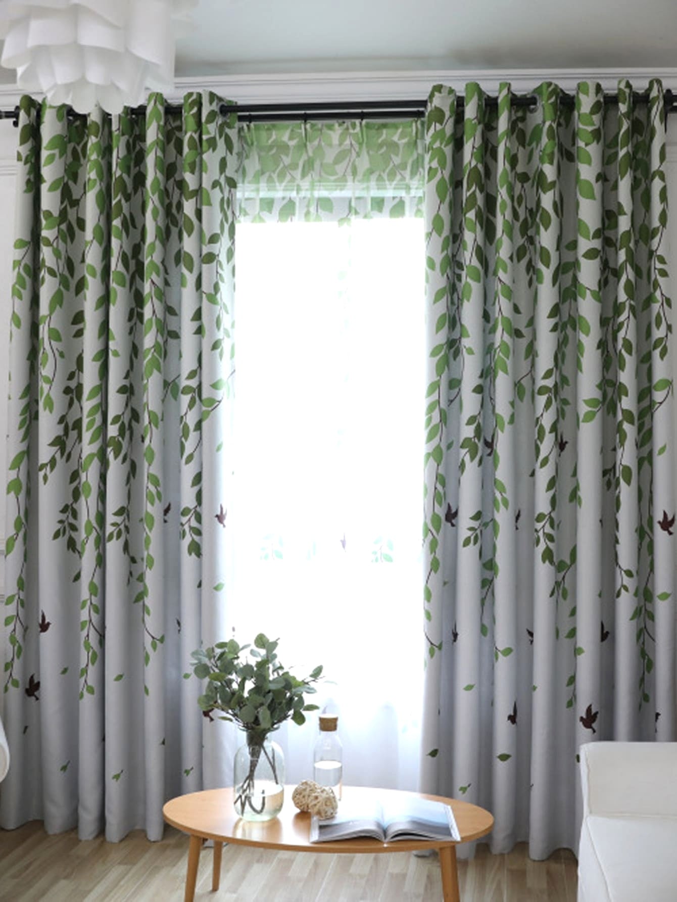 Leaf Print Single Panel Blackout Curtain - Curtains & Accessories