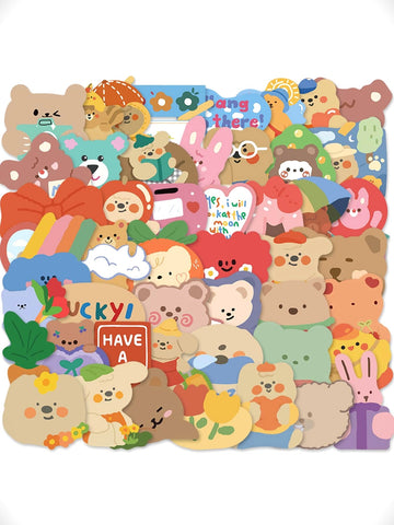 Cartoon Bear Pattern Sticker 50pcs - Office & School Supplies