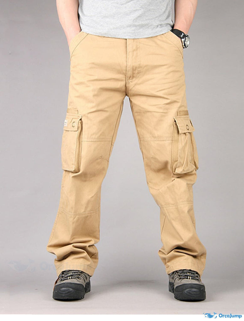 OrcaJump - Mens Tactical Multi-Pocket Cargo Pants - Solid Color Outdoo