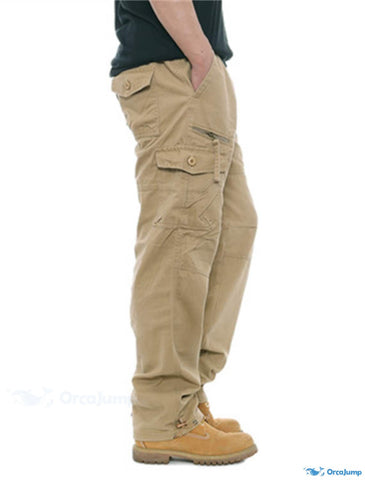 OrcaJump - Mens Cargo Pants with Elasticated Waistband, Multi Pockets,