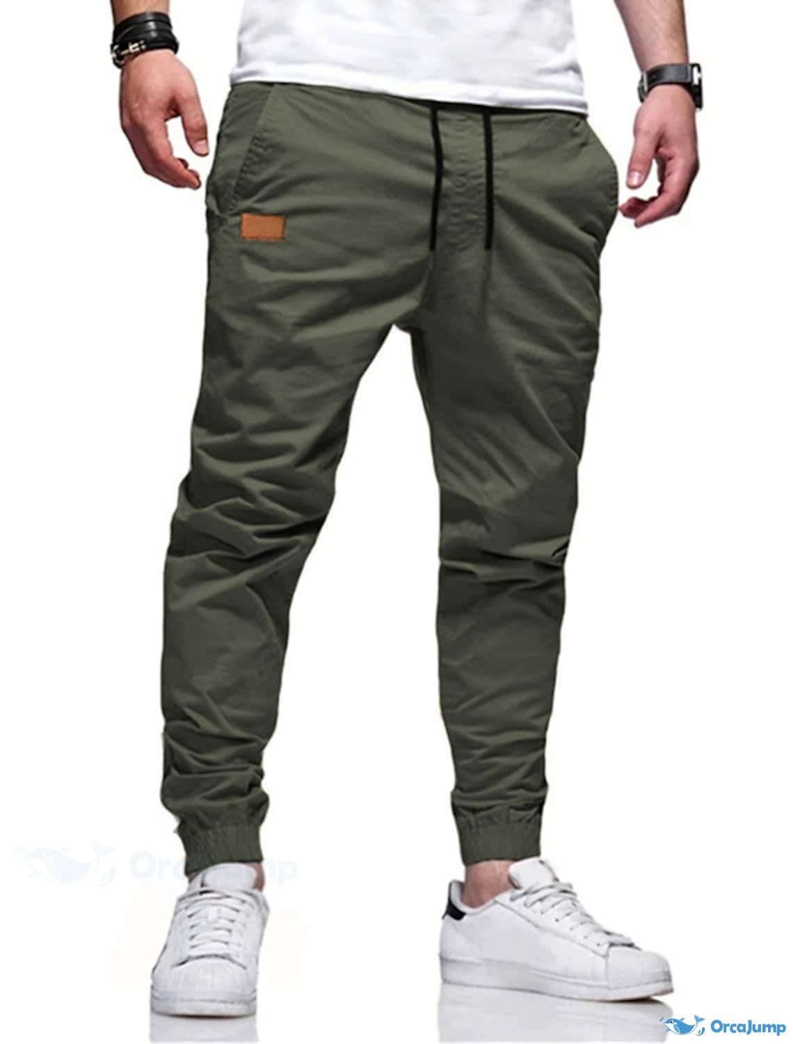 OrcaJump - Mens Jogger Cargo Pants Trousers - Solid Color Elastic Wais