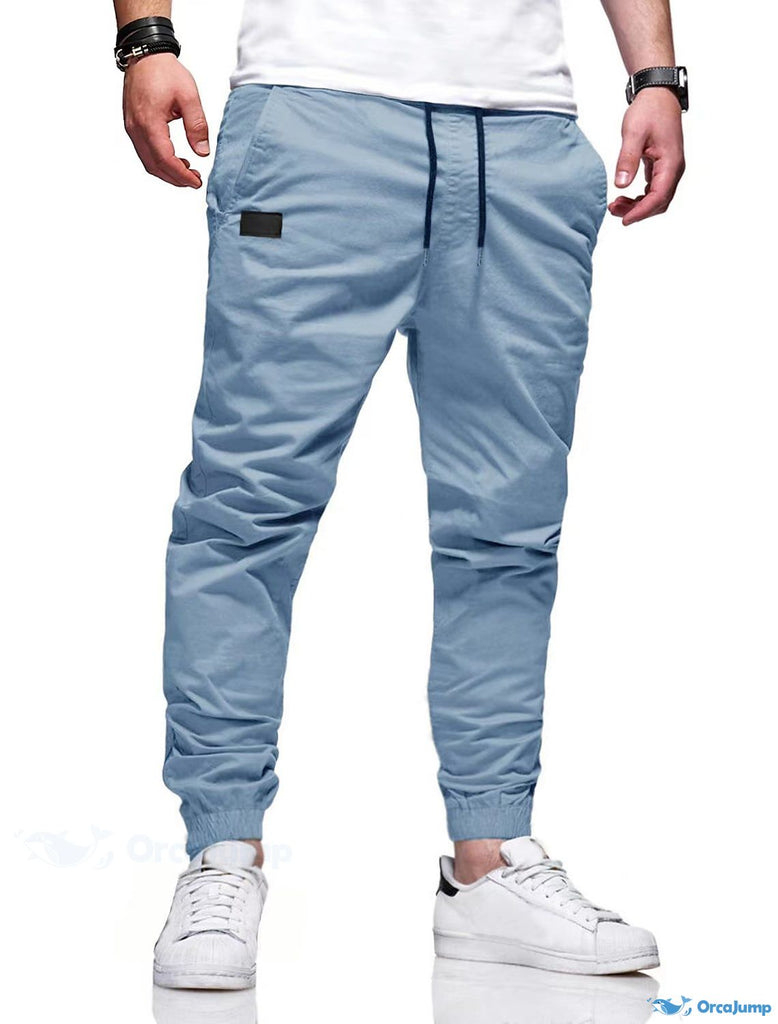 OrcaJump - Mens Jogger Cargo Pants Trousers - Solid Color Elastic Wais
