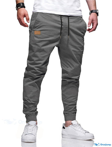 OrcaJump - Mens Jogger Cargo Pants Trousers - Solid Color Elastic Wais