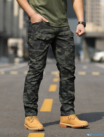 OrcaJump - Mens Camouflage Tactical Cargo Pants for Outdoor Sports, Fi