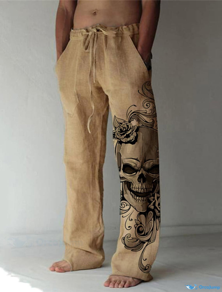 OrcaJump - Mens Beach Pants with Elastic Drawstring, Front Pockets and