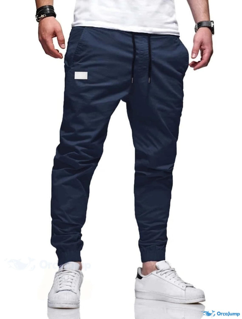 OrcaJump - Mens Jogger Cargo Pants Trousers - Solid Color Elastic Wais