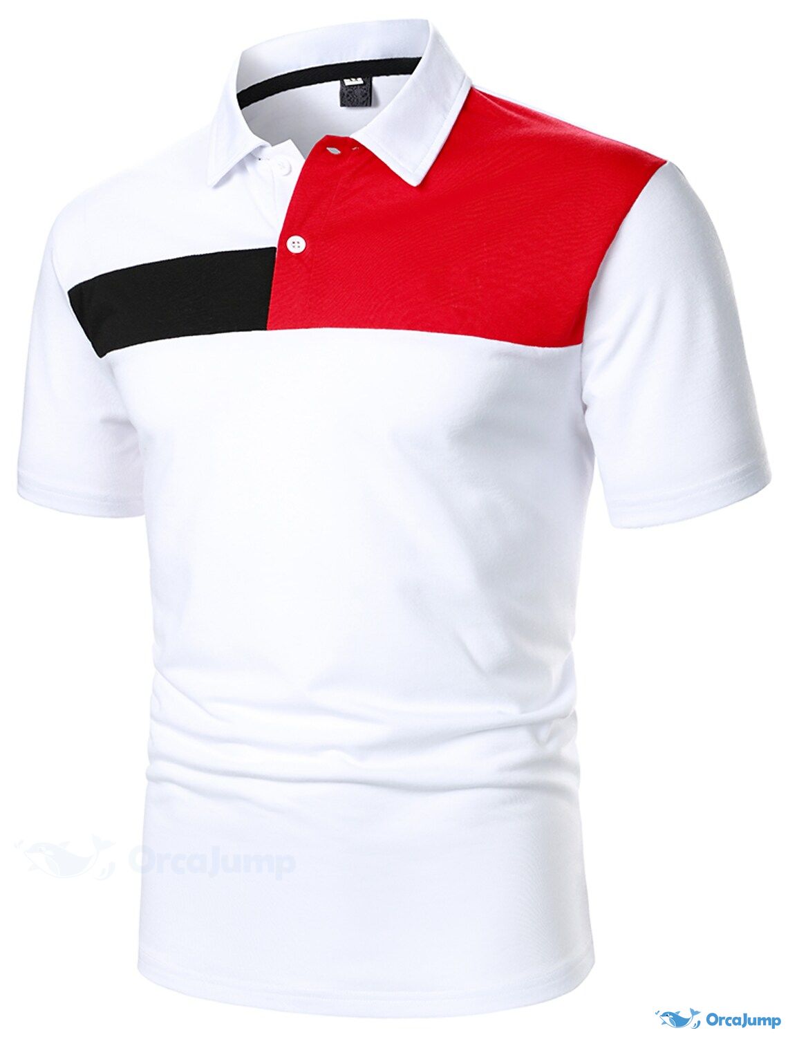 OrcaJump - Mens Geometric Button-down Collar Polo Shirt Dress Shirt Ca