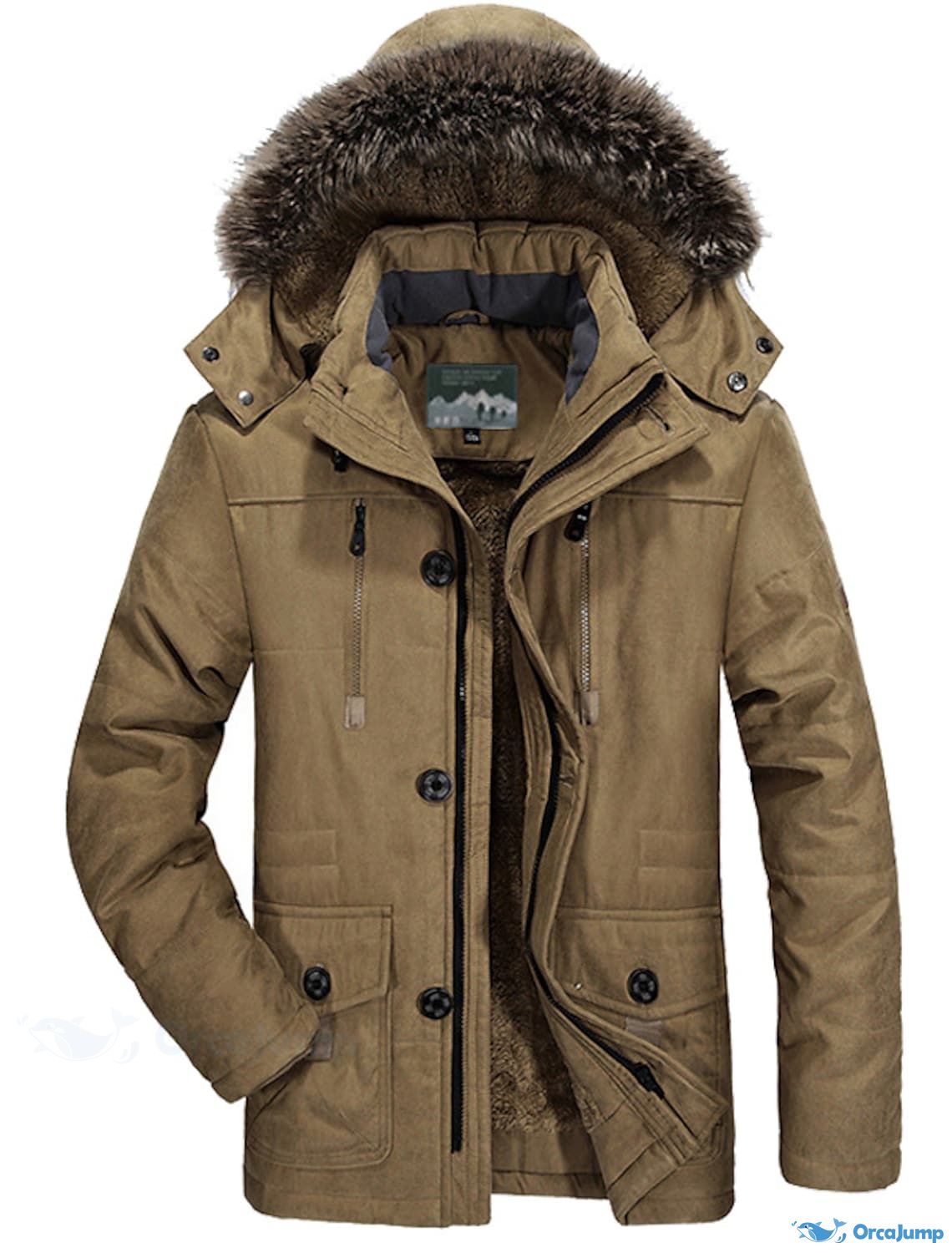 OrcaJump - Mens Winter Parka Jacket with Fleece Lining, Windproof, Sol