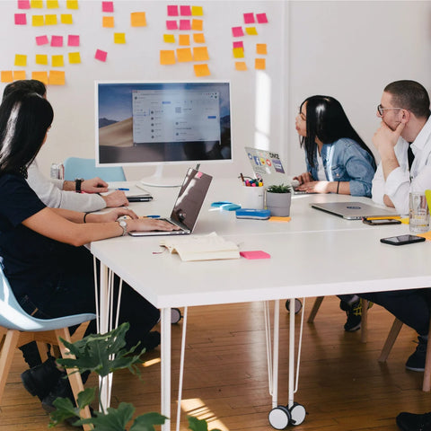 A team in a meeting learning