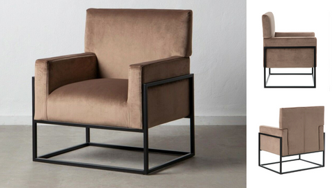 TAUPE ARMCHAIR WITH BLACK METAL LEGS (74 X 67 X 87,5 CM)