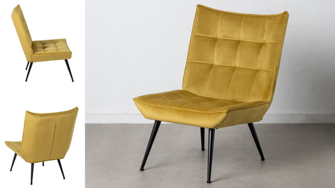 MUSTARD ARMCHAIR WITH BLACK METAL LEGS (69 X 60 X 89 CM)