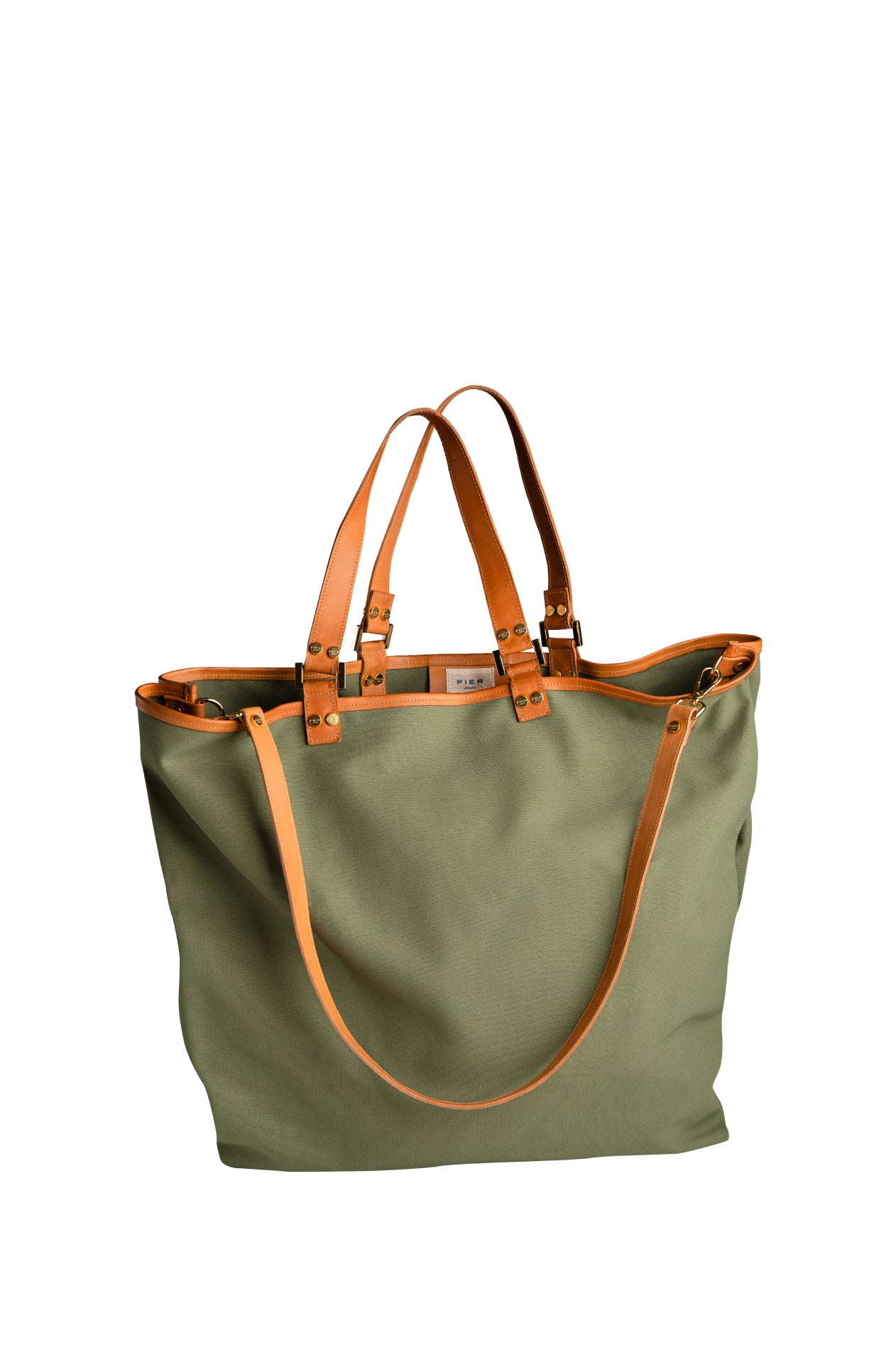 SALINA TOTE CANVAS MILITARY VACCHETTA (SIZE M)