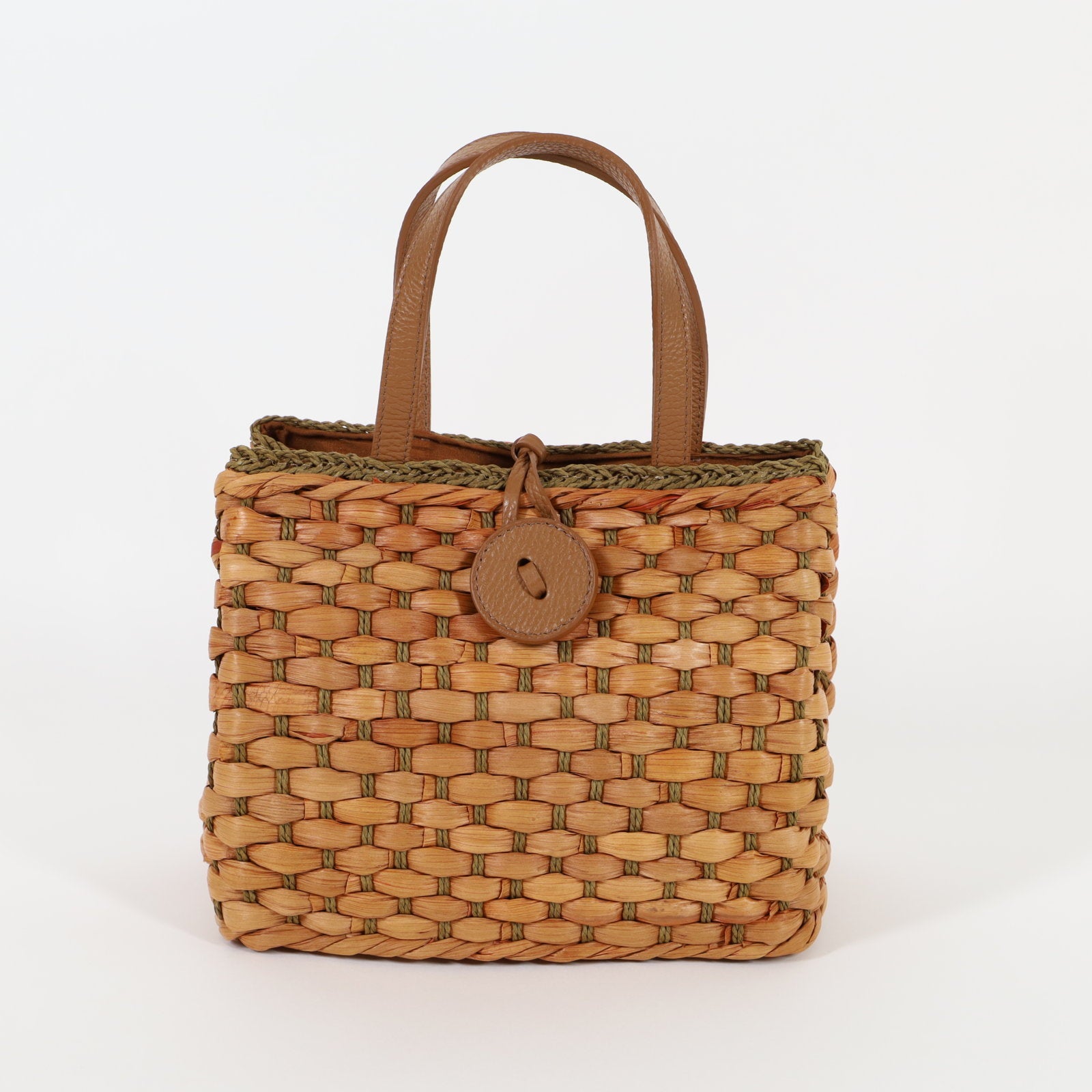 Alma Tonutti Silver and Tan Woven Handbag-Italian Made with Silver Chain  Straps