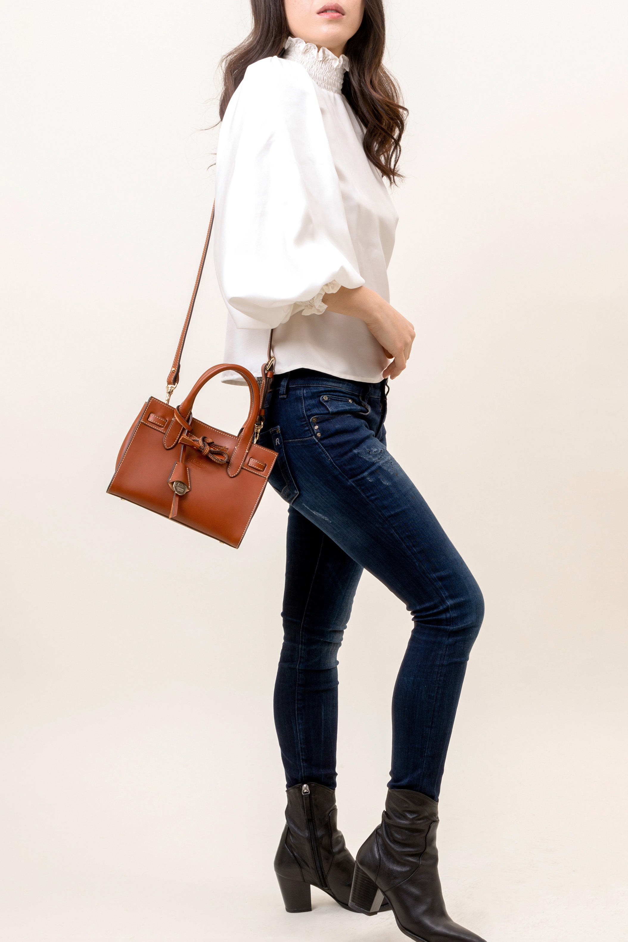 Nora Brown - Vegetable-tanned Vachetta Leather Top Handle Bag