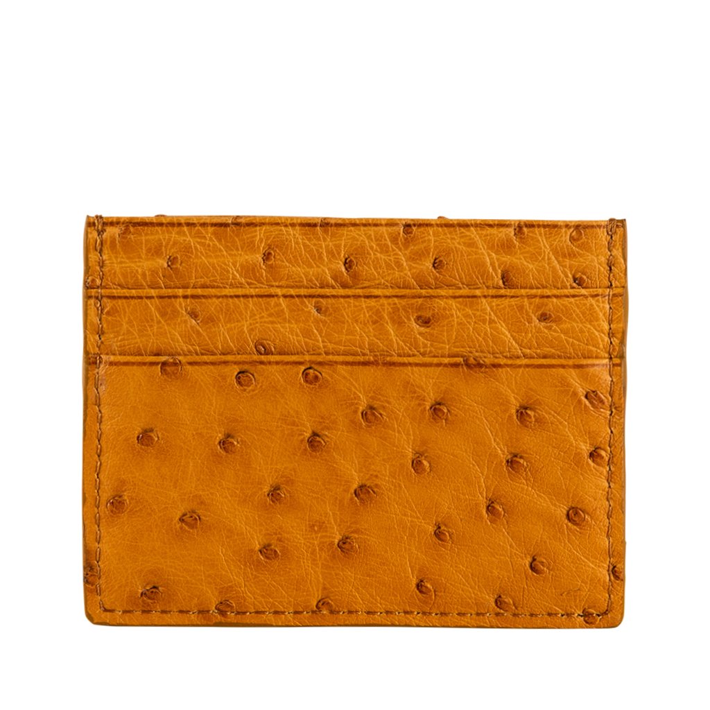 Ostrich Leather Mustard Cardholder