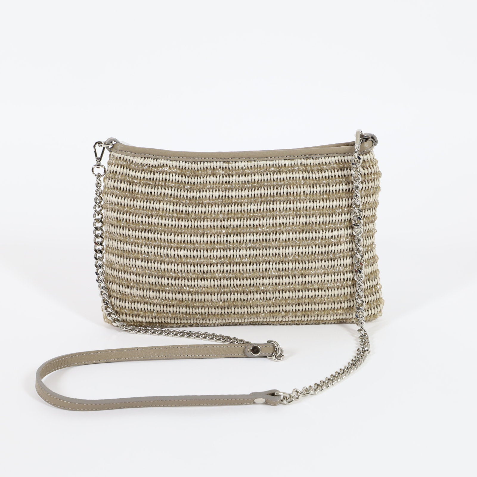 ALMA TONUTTI, Bags, Alma Tonutti White And Silver Cloth Woven Handbag