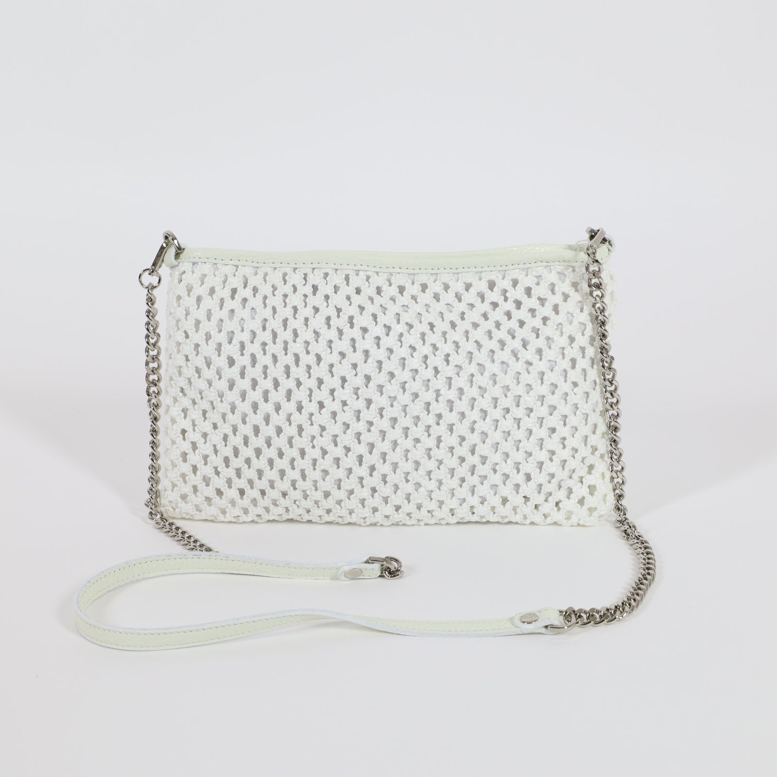 ALMA TONUTTI white and silver cloth woven handbag