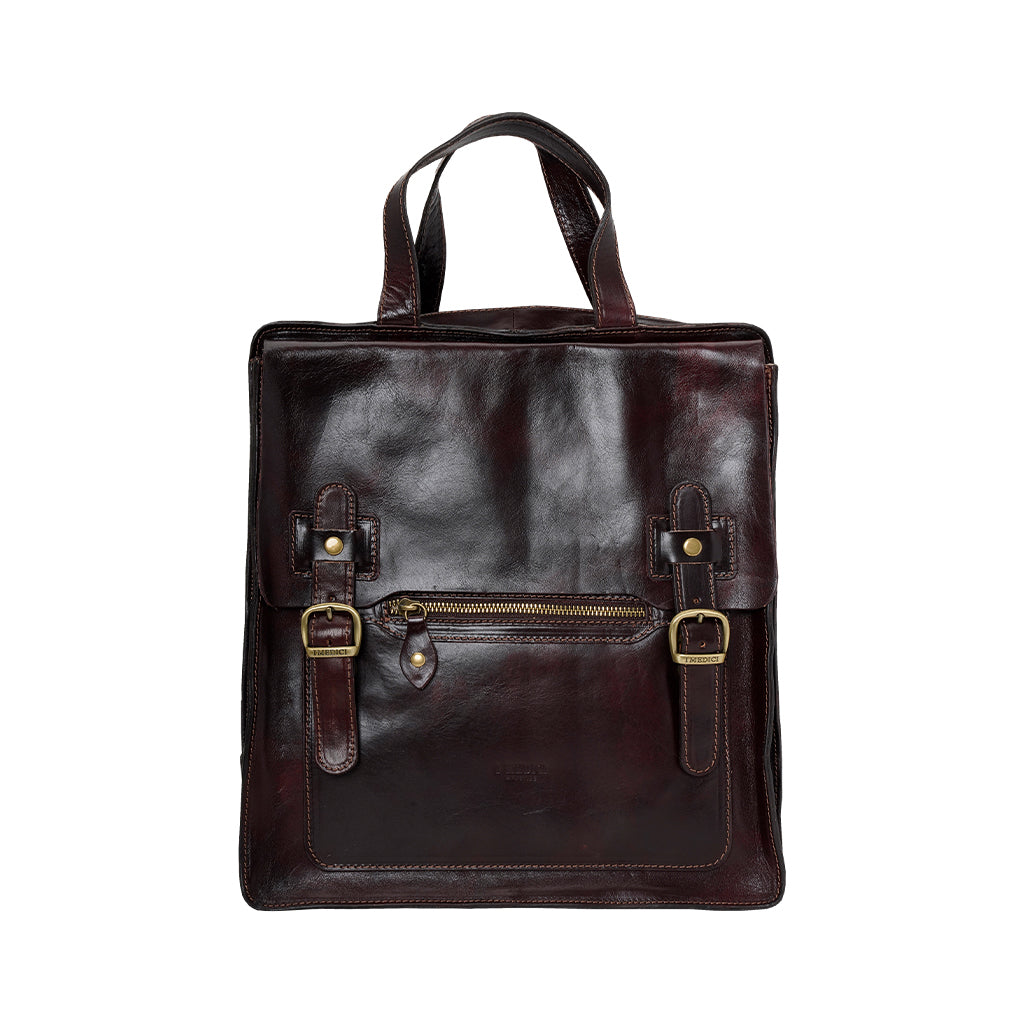 LUCID tote bag in burgundy calfskin leather