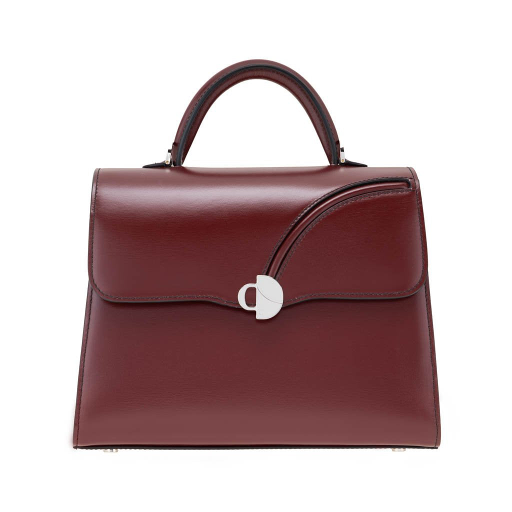 Milano Brera Burgundy - Hand Boarded Calfskin Leather Top Handle Bag