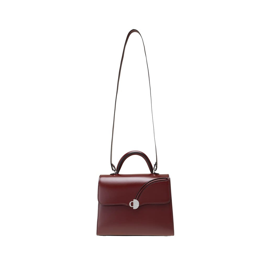 Milano Brera Burgundy - Hand Boarded Calfskin Leather Top Handle Bag