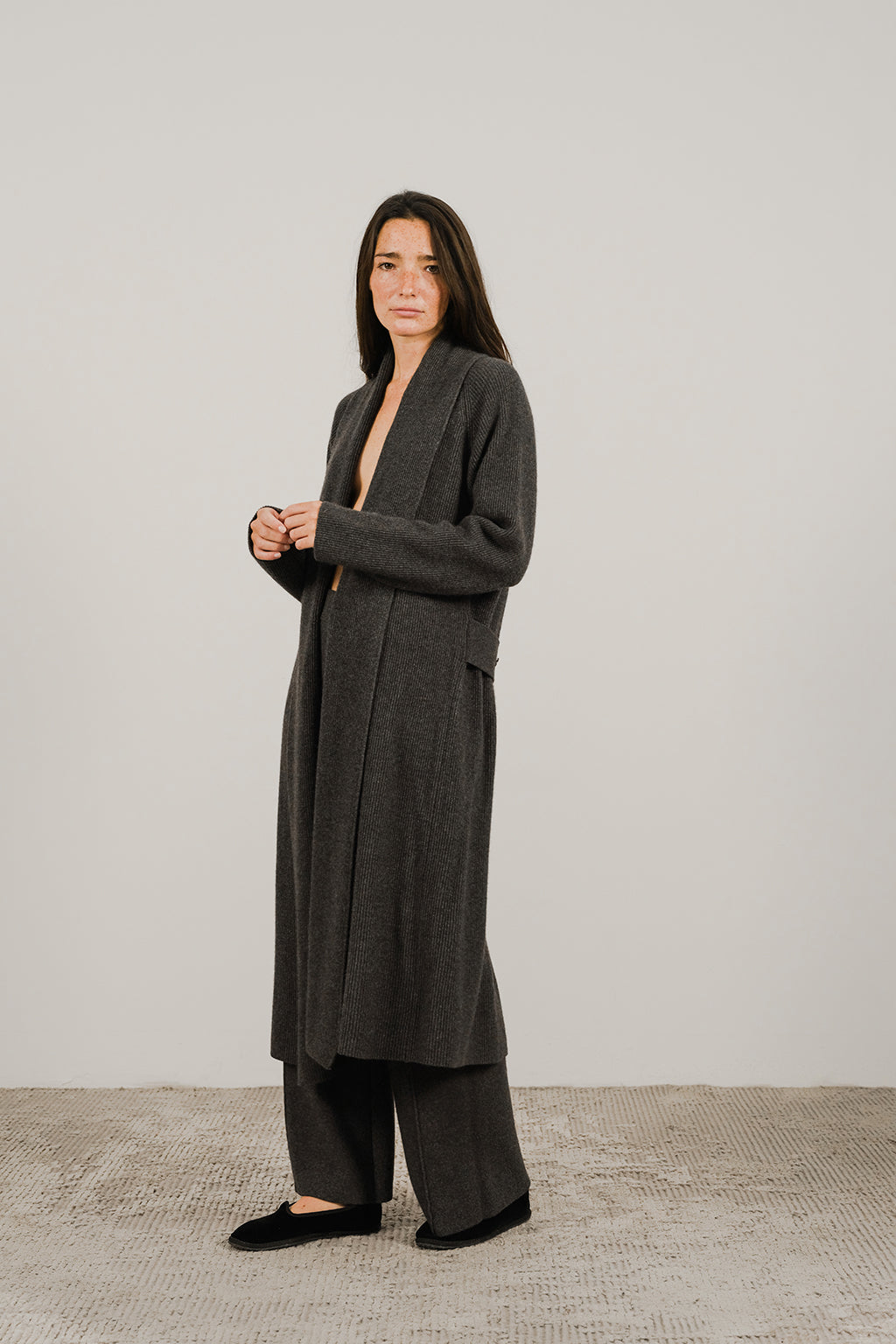 CASHMERE MIX SHAWL-COLLAR MAXI CARDIGAN