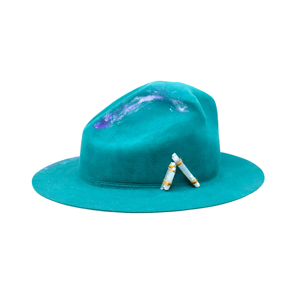 turquoise felt hat