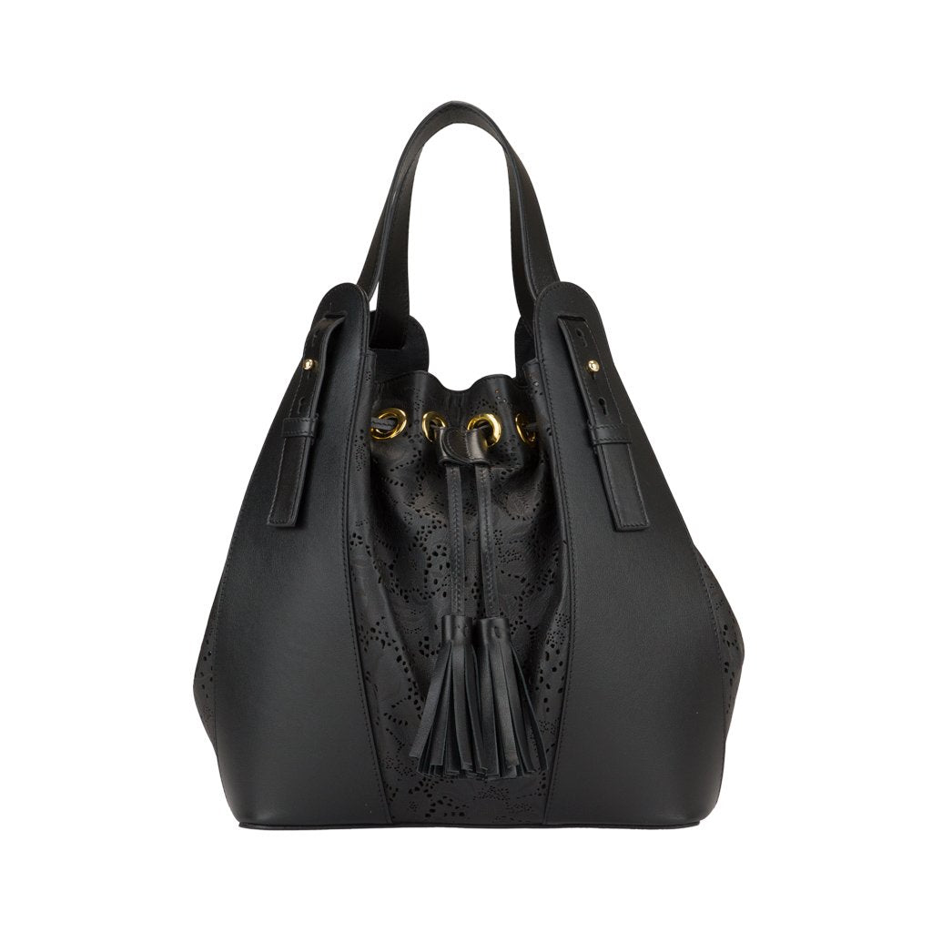 Almera Bag - Utility Crossbody Bag in Black Snakeskin