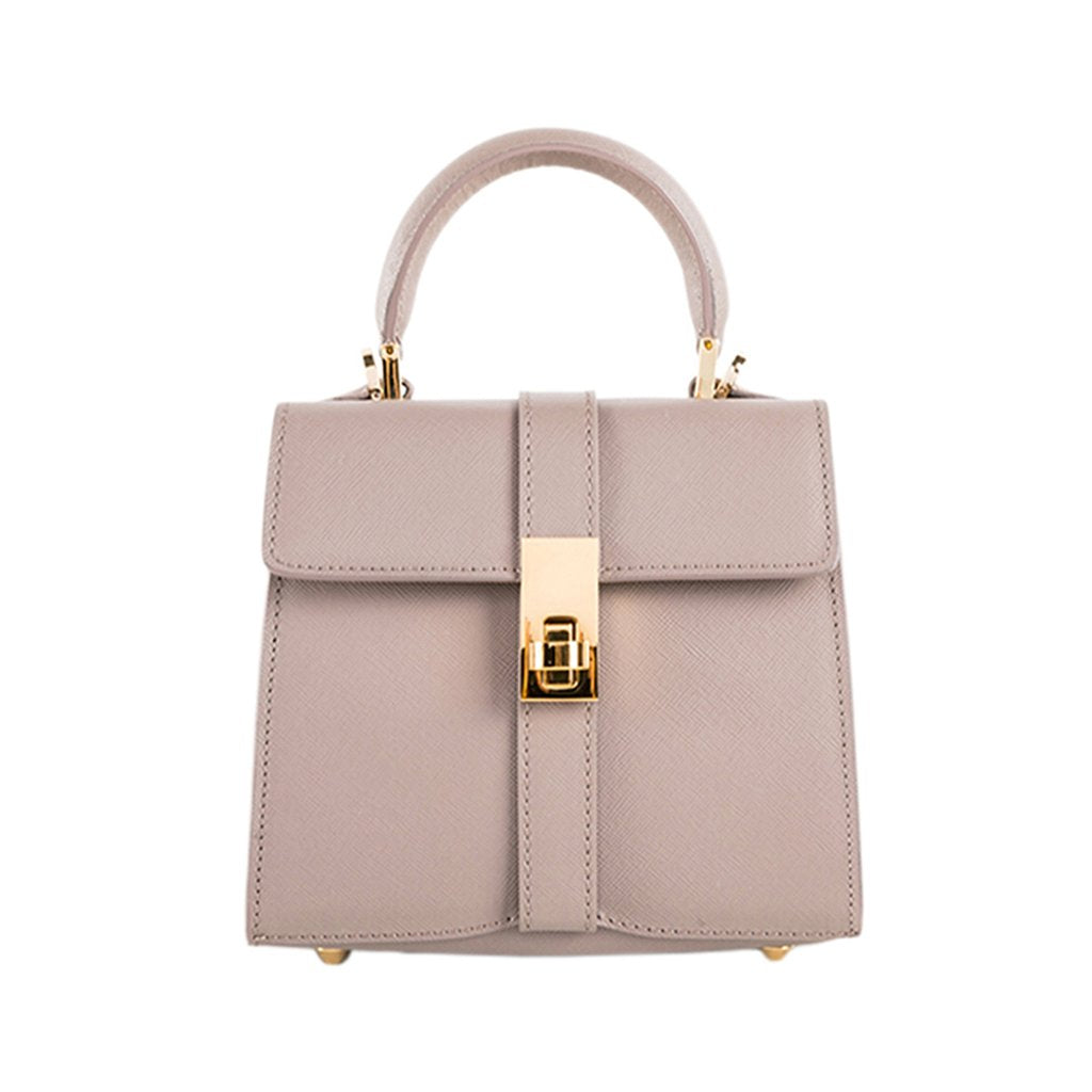 Elvira Brown - Saffiano Leather Top Handle Bag | MIRTA