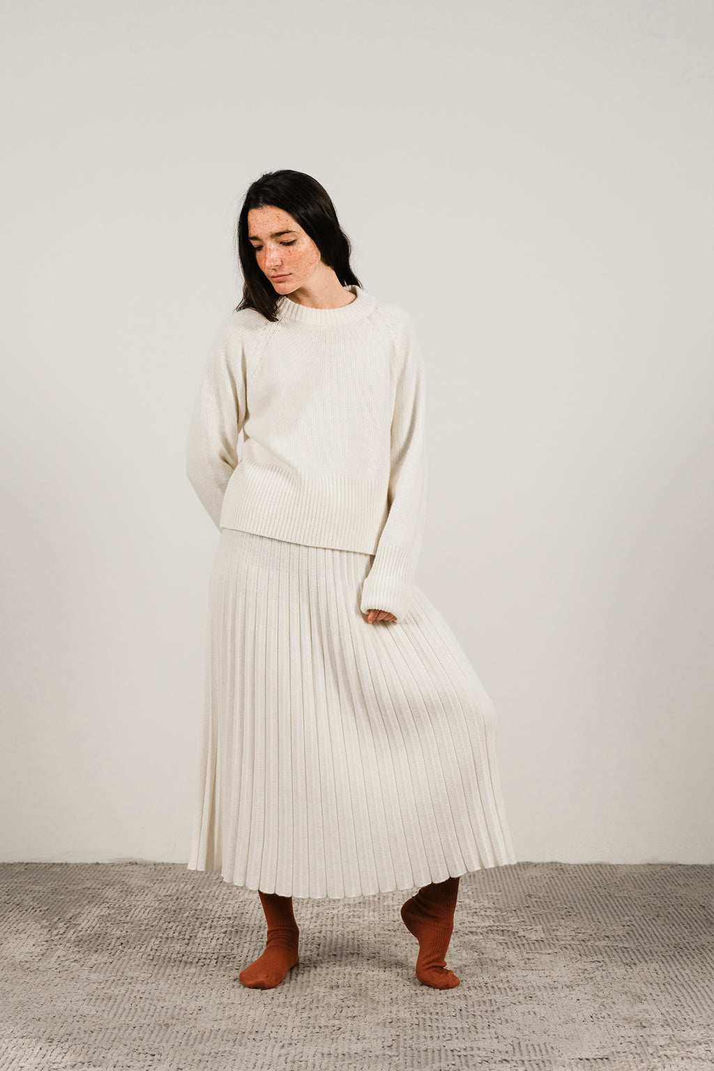 CASHMERE MIX PLISSE SKIRT