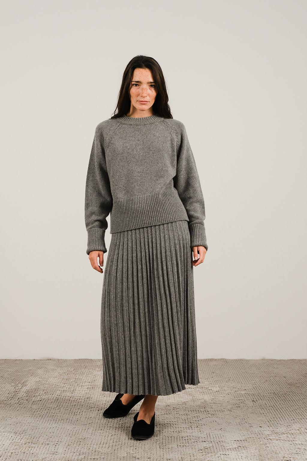 CASHMERE MIX PLISSE SKIRT