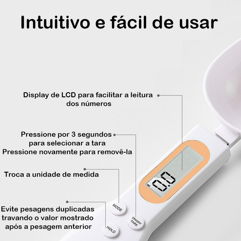 Colher de Medida com Balança Digital para Alimentos