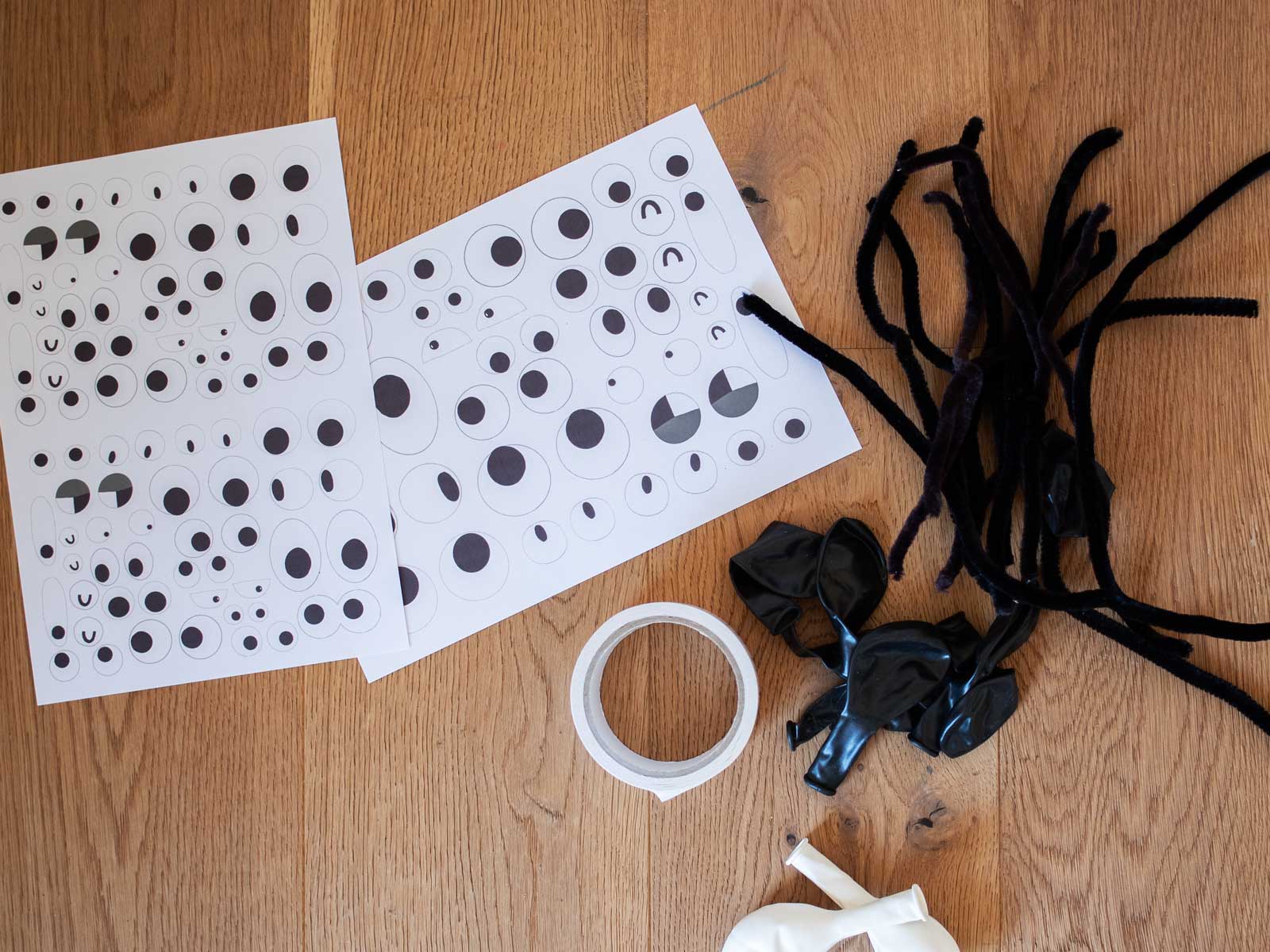 Materialien für das Luftballonspinnen-DIY