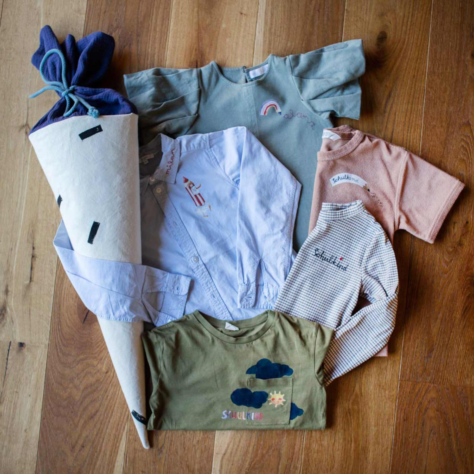 Schultüte und Schulkind Shirts mit Bügelbildern von Halfbird