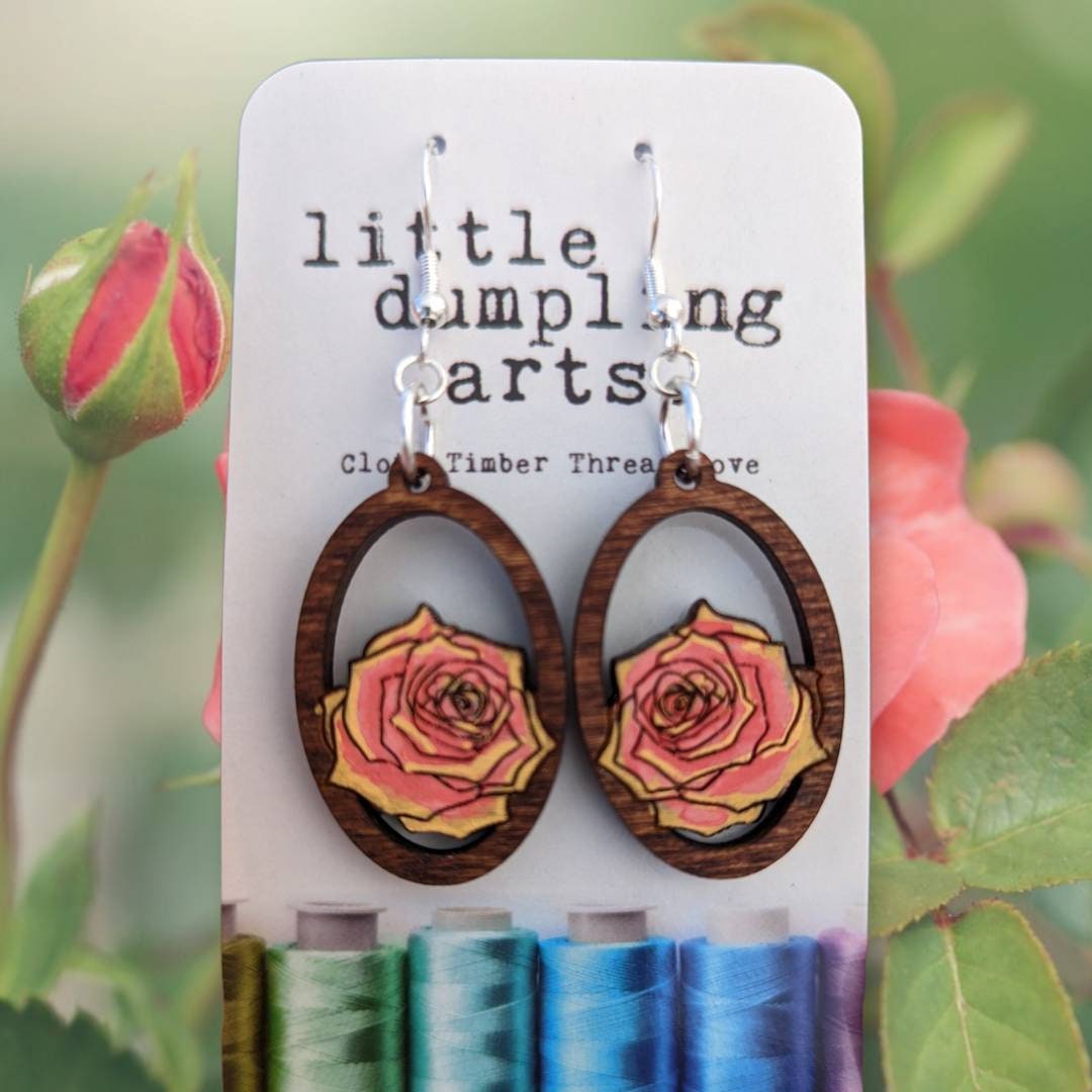 Hand painted cherry blossom droplet earrings. Mother's day gift spring –  LittleDumplingArts