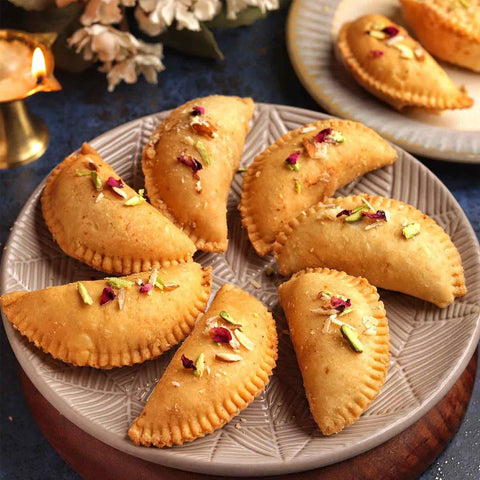 Baked Rose & Pistachios Gujjia