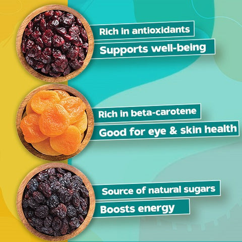 Benefits of Dried Cranberries, Dried Turkish Apricot & Sundried Raisins.