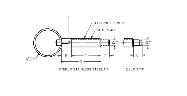 JERGENS PLUNGER, SL RETRACTABLE 3/8-16, SS, LOCKING - 27813