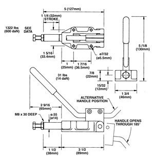 JERGENS HD PUSH-PULL CLAMP, HDP1300/L, LONG HANDLE - 72205