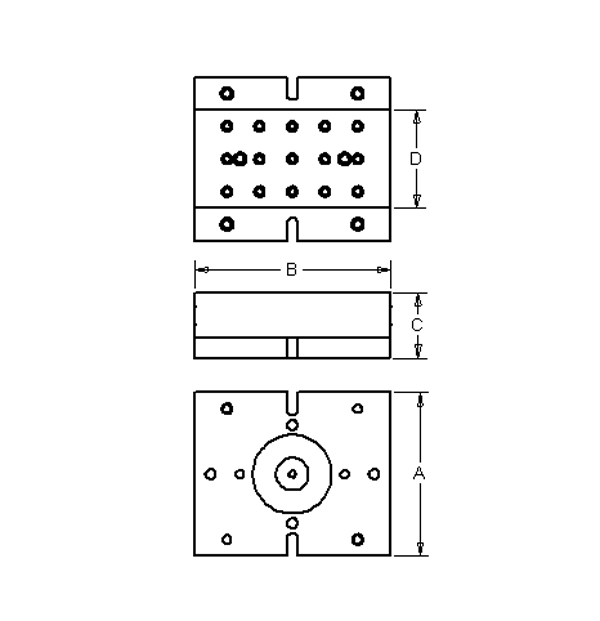 JERGENS BLANK MACHINE BLOCK, PALLET, ALUM, SQUARE, 35MM X 130MM X 130MM, PULL STUD HOLES ON 60MM CTRS - 5MB130004