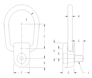 ACTEK AK68310 Forged Side Pull HOIST RING M10 X 1.50 1000 LBS