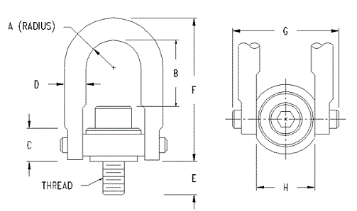 ACTEK AK59130 Stainless Steel Hoist Rings M16 X 2.00 950 KG 29MM THREAD PROJ. LONG U-BAR