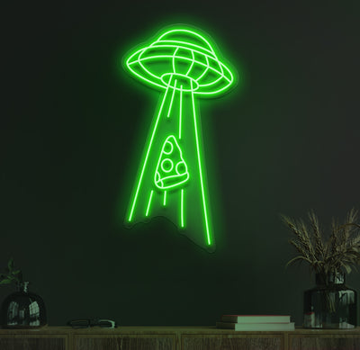 Space pizza neon sign
