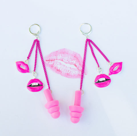 Neon Pink Earplug Earrings