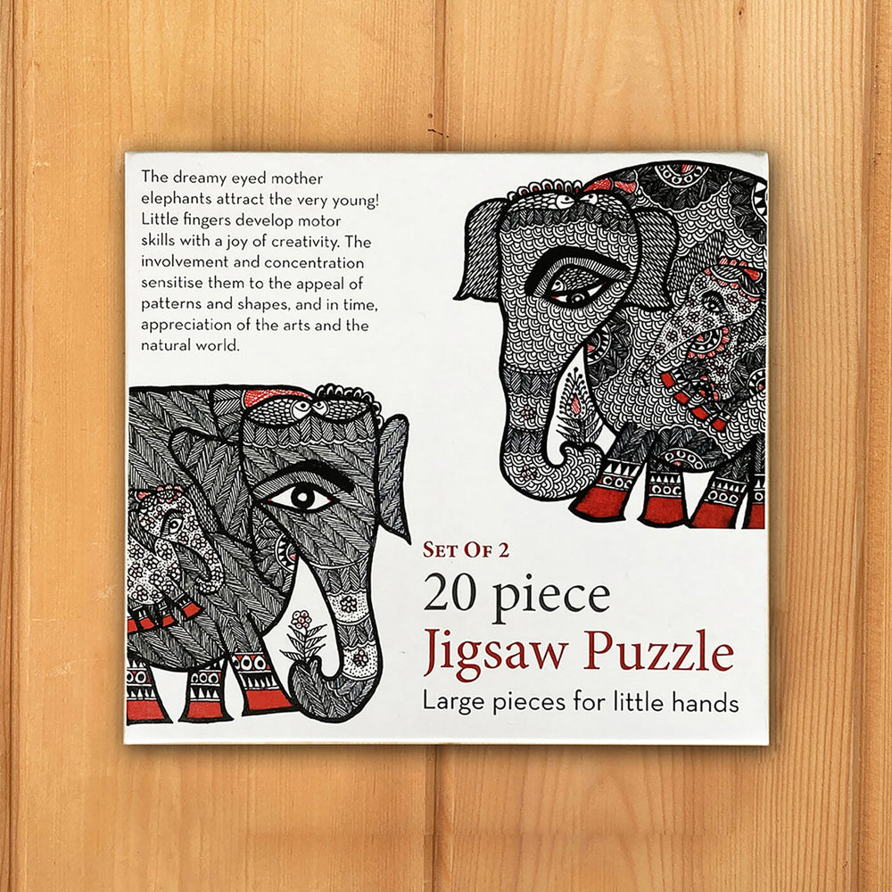 Bhil Elephant & Deer - 20 Piece Jigsaw Puzzle - Set of 2